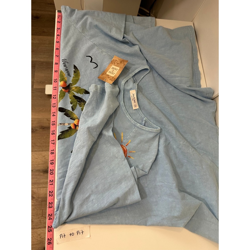 Jess & Jane Women Blue Dog Beach Tunic Top 1X 3/4 Sleeve Pockets Vacay Beachy - Picture 9 of 12
